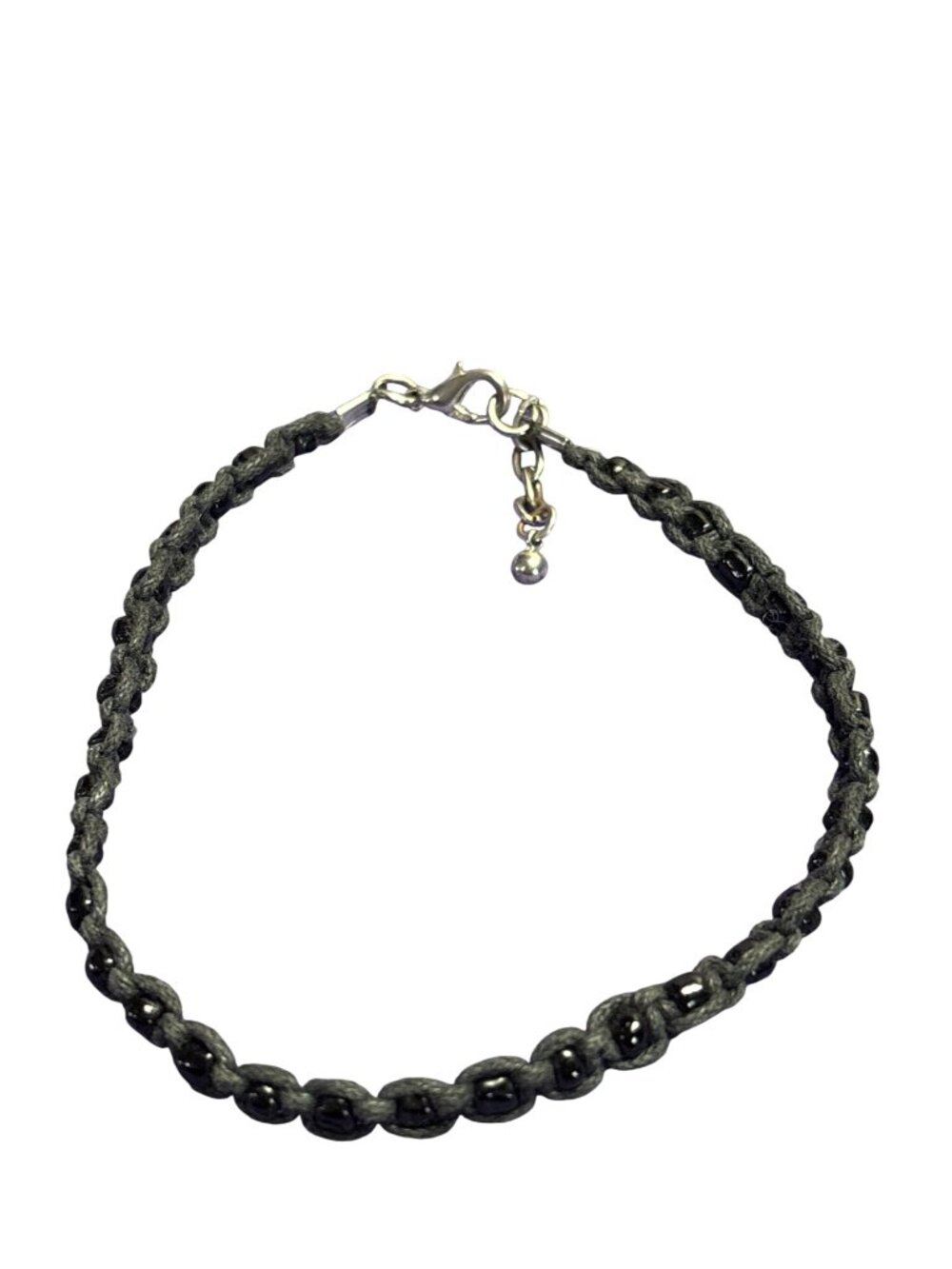 Beaded Black Cord Anklet 9.5 - 10.5 inches Long